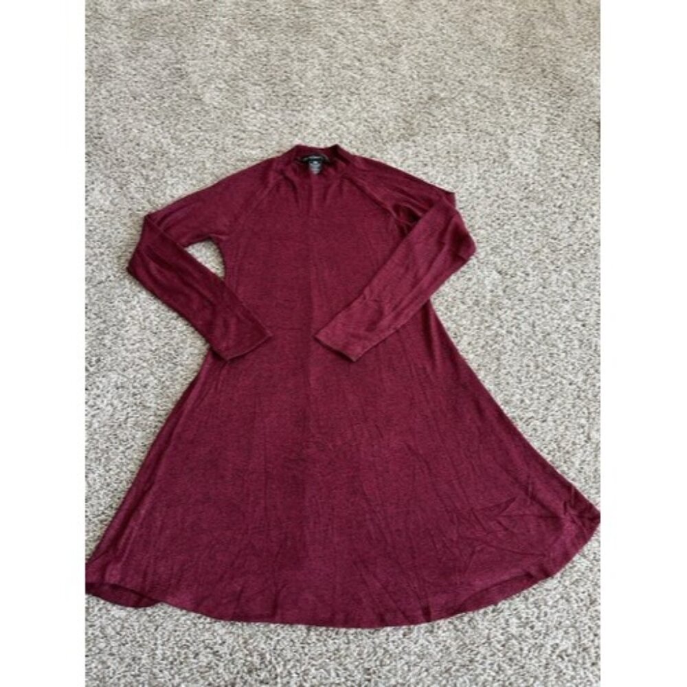 Trendyland A-Line Fit & Flare Dress Size Medium Red Long Sleeve Stretchy